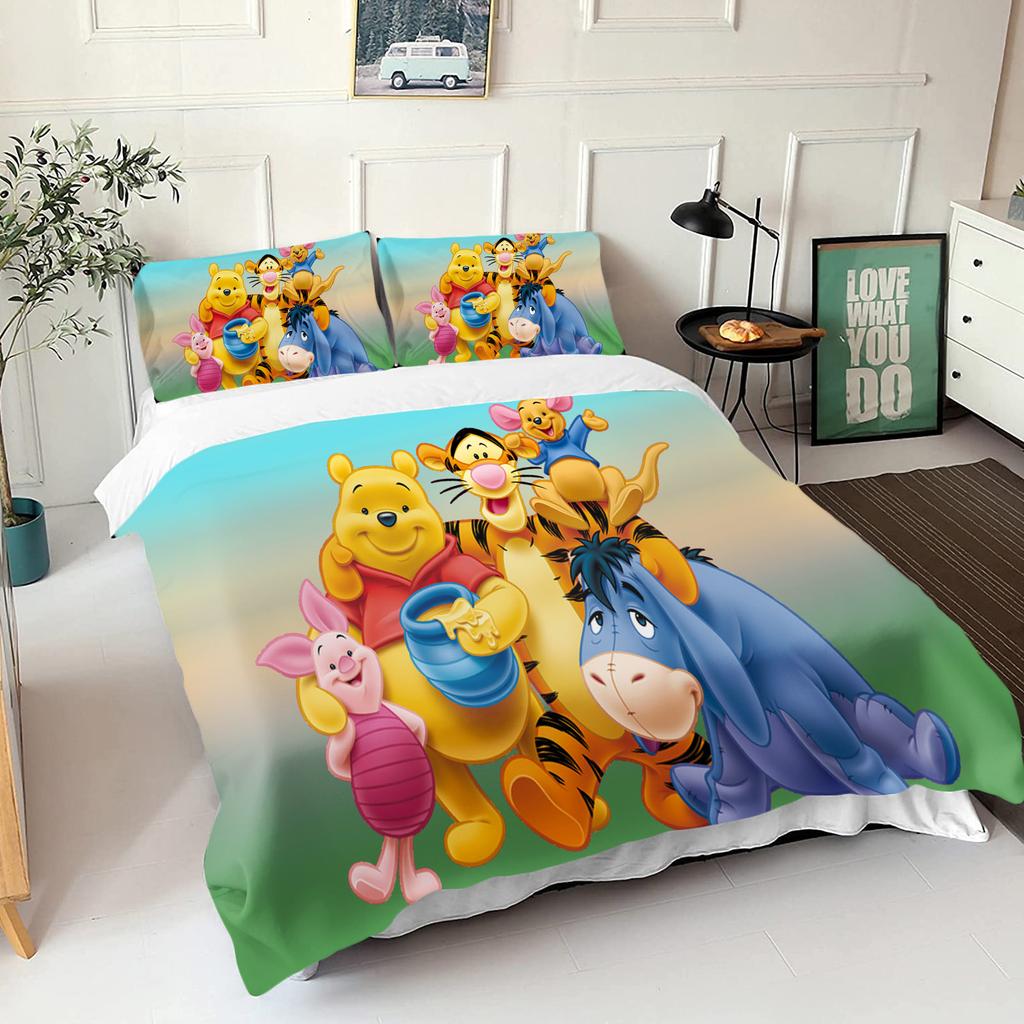 Comforter Winnie The Pooh Bear Bedding Set Queen With 3D Children'S Bedding Set Universal Suitable For Children