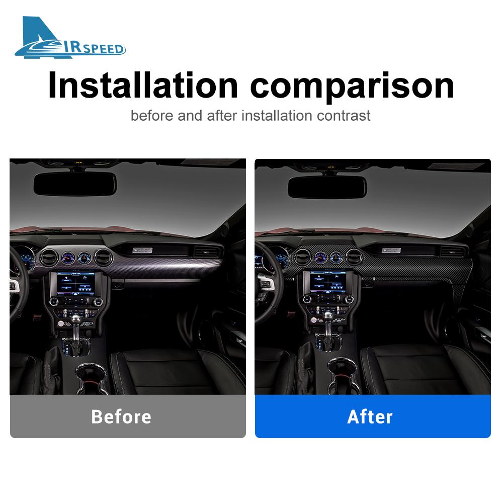 Sticker For Ford Mustang 2015 2016 2017 2018 2019 2020 2021 2022 Real Carbon Fiber Car Dashboard Panel Interior Trim RHD LHD