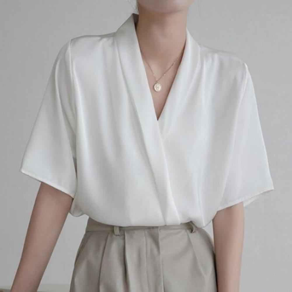NaVaVa Women Office V Neck Short sleeVe Blouse Nb3086