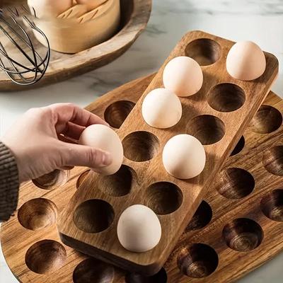 1 современный деревянный ящик для хранения яиц, кухонный органайзер с несколькими отделениями для свежих яиц, идеально подходит для домашней кухни
