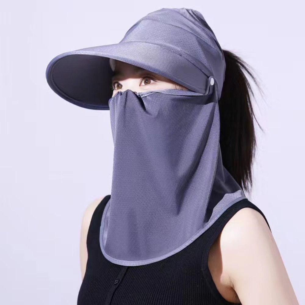 Face Protection Women Sun Hat Wide Brim Face Cover Hat Portable Empty Top Hat Summer