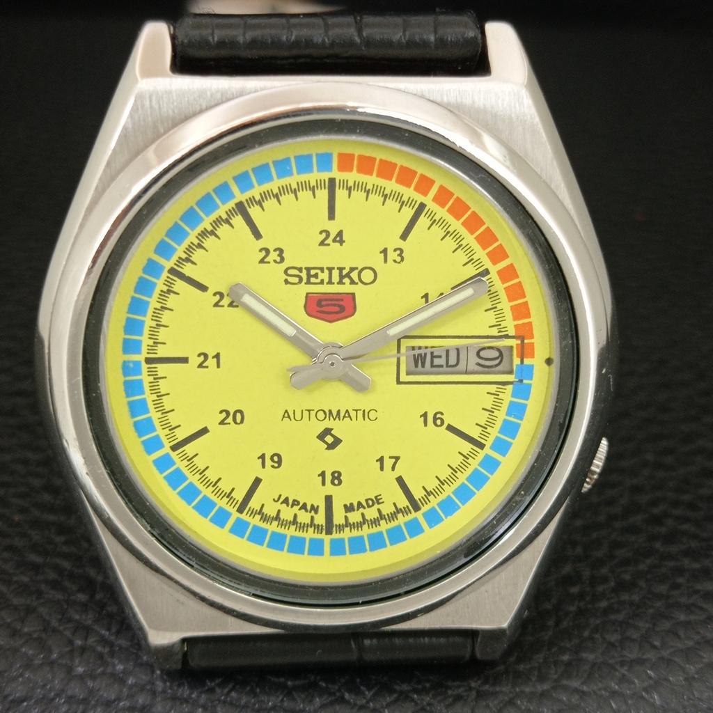 ВИНТАЖНЫЕ АВТОМАТИЧЕСКИЕ ЧАСЫ SEIKO 5 7009A ЯПОНИЯ МУЖСКИЕ ЖЕЛТЫЙ ЦВЕТ ЦИФЕРБЛАТ a709114-1