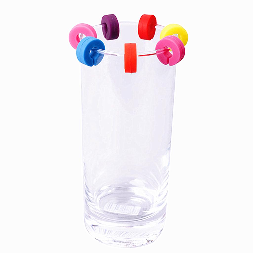Wine Glass Markers Set of 12 Mini Circle Silicone Drink Glass Charms Tags Recognizer Cup Labels Signs for Party Bar