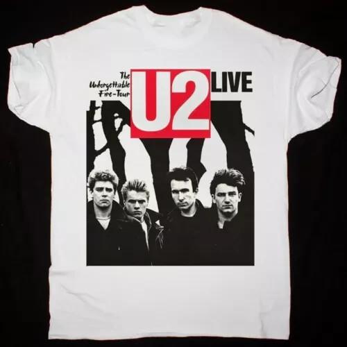 U2 The Unforgettable Fire Tour White Men Short Sleeve T-shirt S to 5XL Gift Fans
