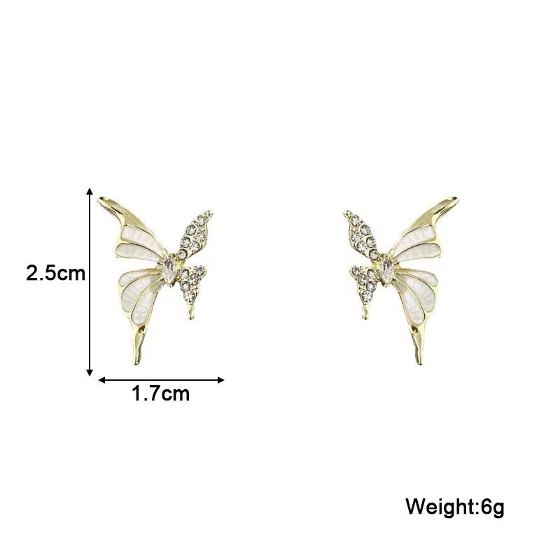 Enamel Butterfly White Color Animal Stud Earrings for Women New Trend Girl Korean Love Aesthetic Daily Life Minimalist Jewelry