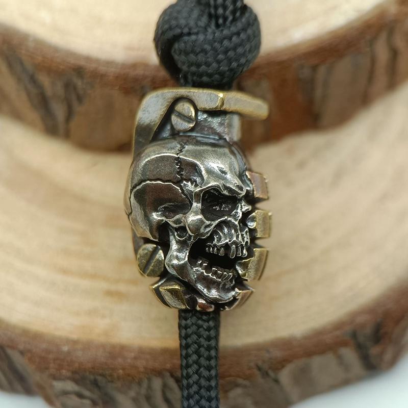 Skull Brass Knife Beads EDC DIY Paracord Woven Bracelets Lanyard Pendants Accessories Outdoor Tool Hangings