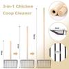 3-in-1 Large Chicken Poop Scooper Stainless Steel Chicken Cleaning Shovel with Wooden Handle Litter Scoop Poultry Waste Remover