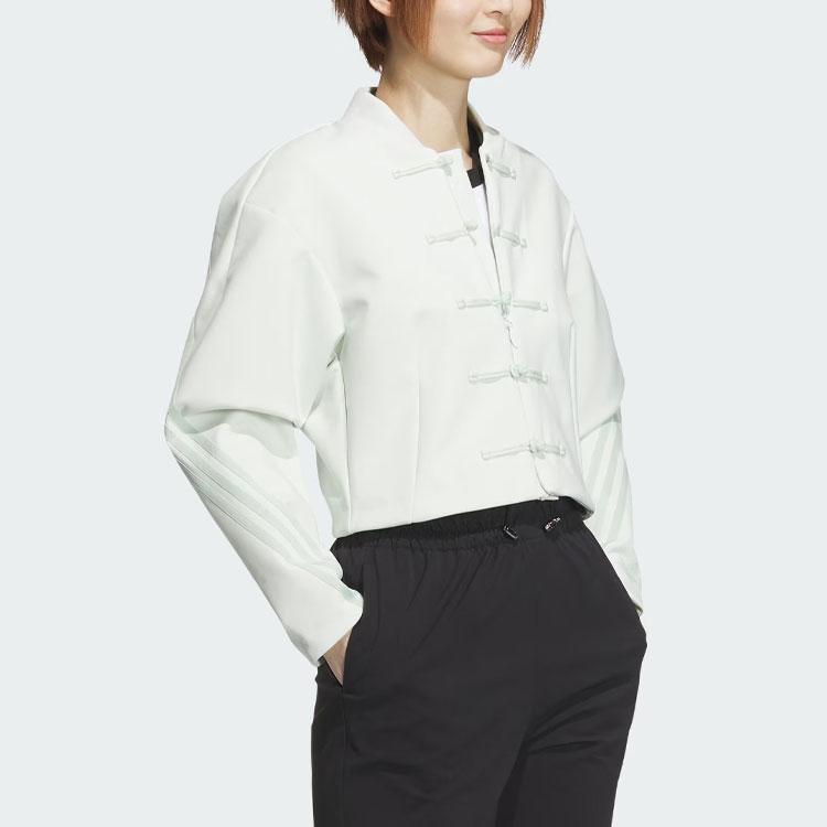 Adidas Куртка Samuel Gui Yang Collaboration от X Samuel Gui Yang с застежкой на пуговицы и коротким дизайном Женская верхняя одежда льняно-зеленый JF6665