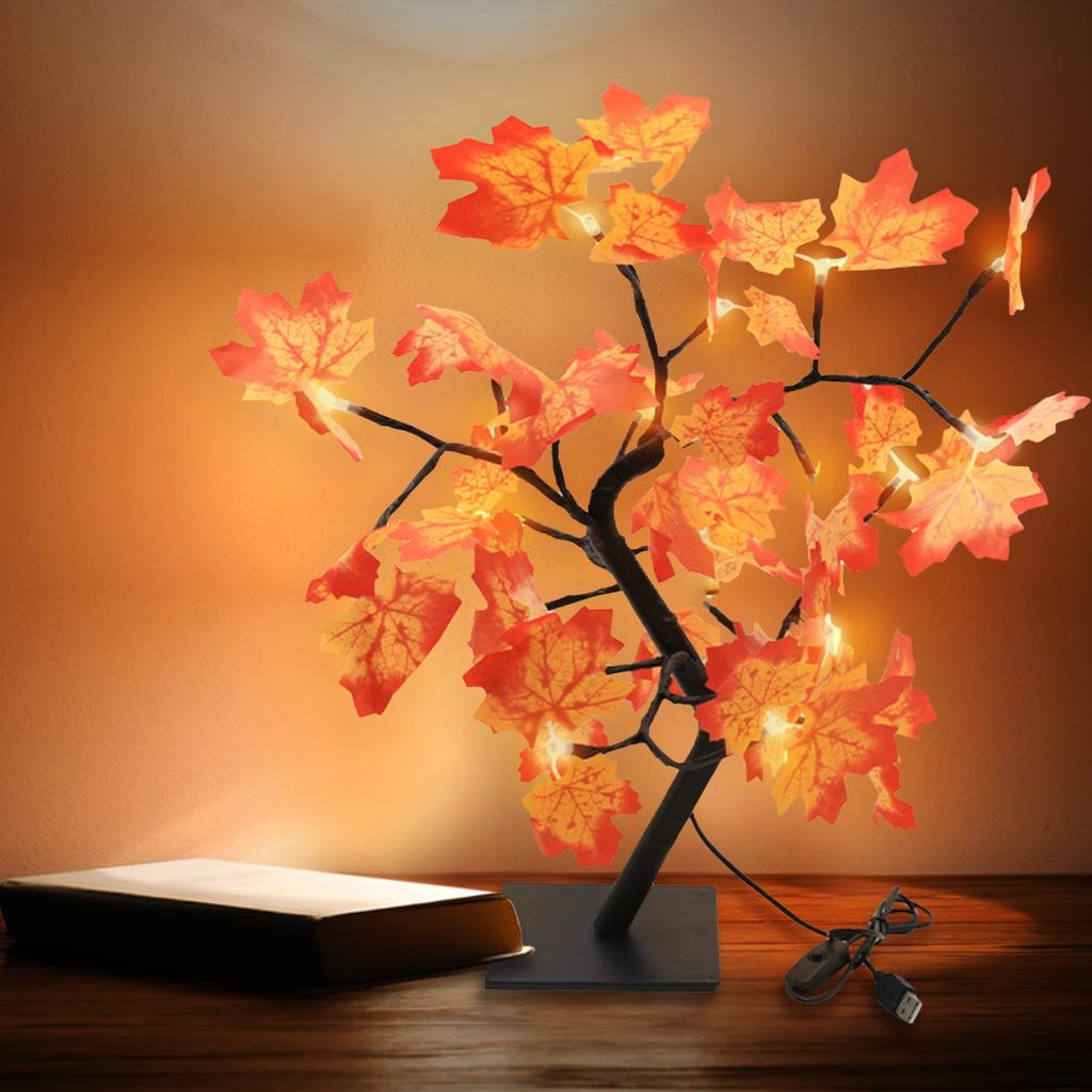 LED Powered Glowing Artificial Flower Light Maple Tree Light For Fall Thanksgiving Table Home Interior Decoration