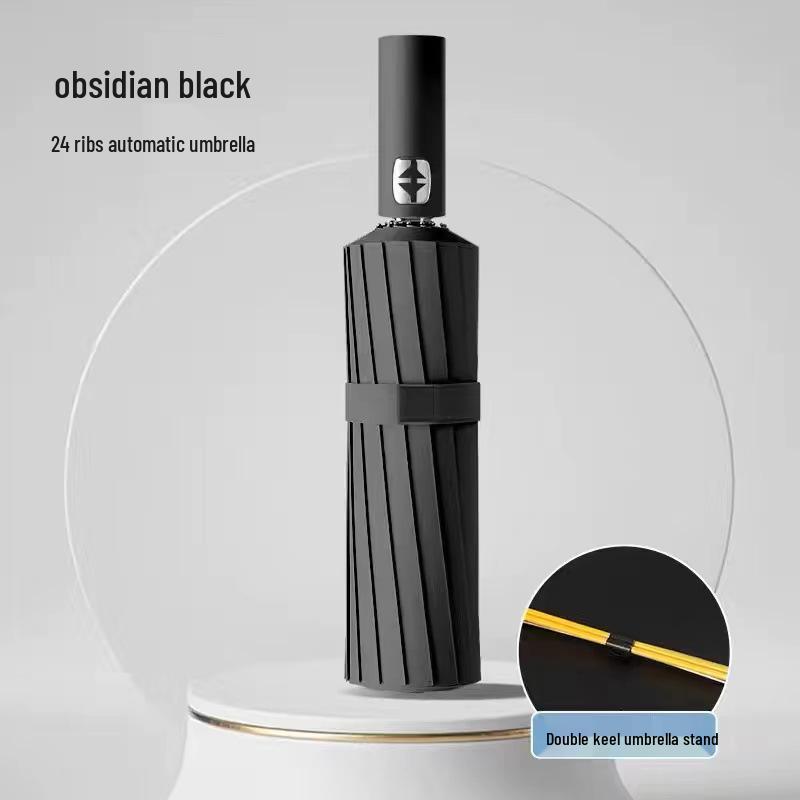 Большой автоматический ветрозащитный зонт: Двойное использование для солнца и дождя, солнцезащитный козырек с черным клеем