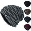 Уютная вязаная шапка-бини с отворотом для мужчин и женщин с теплой термофлисовой подкладкой