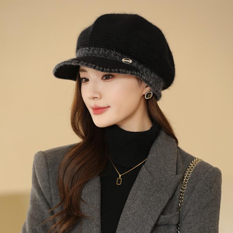 Korean Version of Women's New Winter Rabbit Hair Warm Mother Hat Middle Aged and Elderly Fashionable Versatile Knitted Wool Hat