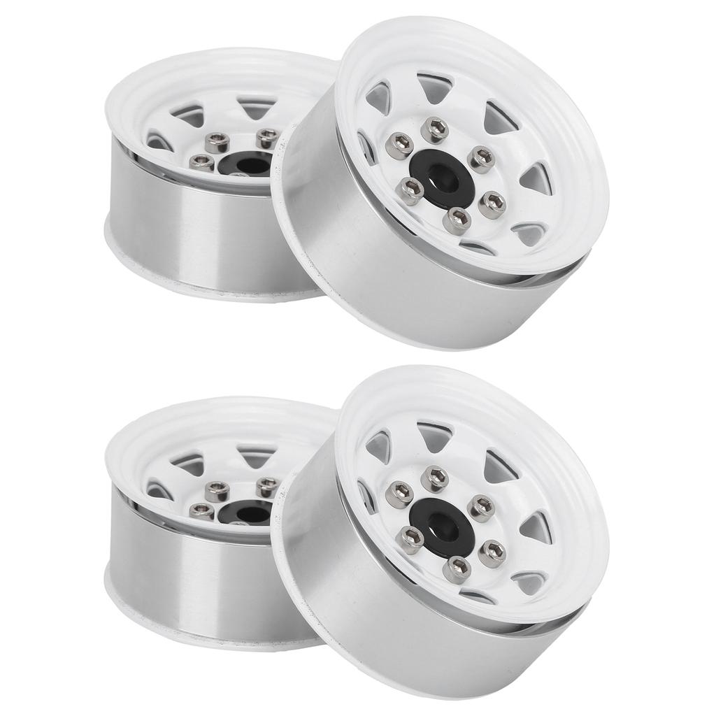 4 Pcs 1.55 Inch RC Wheel Rim Hub Universal RC Wheel Hubs for Axial AX90069 CrawlersWhite