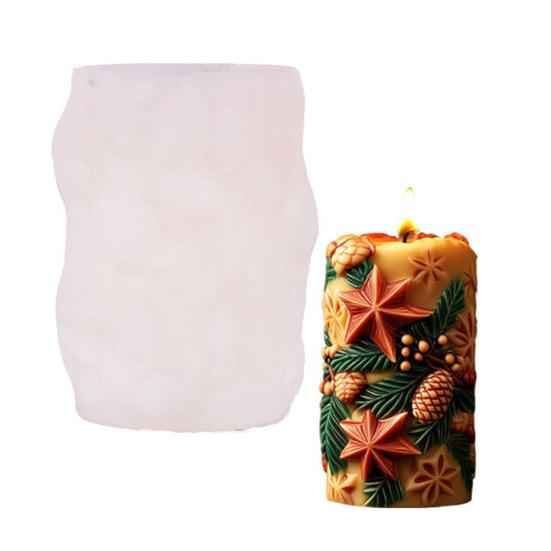 Рождественская форма для свечей 3D рельефный Санта Елка Снеговик Цилиндрическая силиконовая форма для смолы свечей мыла рукоделия торта шоколада