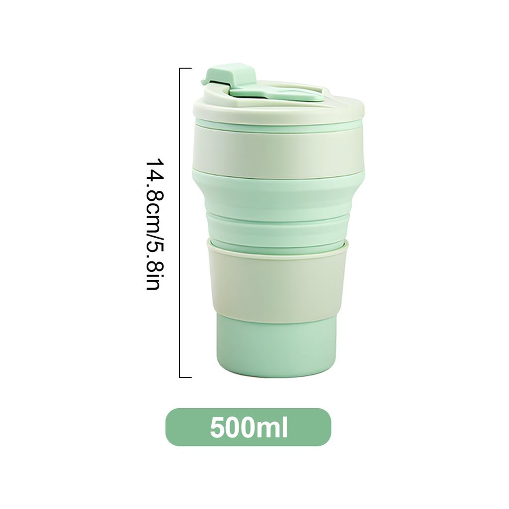 Leeseph Collapsible Travel Cup, Silicone Portable Drinking Mug with Lid for Water, Coffee, Drinks for Hiking & Picnic(350/500ML)