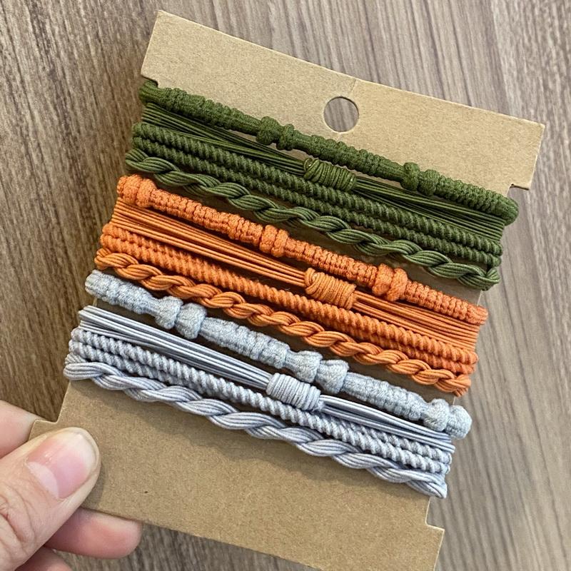 12 шт. Бохо браслет резинки для волос для женщин эластичные резинки для волос для девочек черный браслет веревка для волос держатель для хвостика повязки для волос