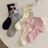 Women's Spring and Summer New Ribbon Bow Breathable Ballet Wind Tube Pile Socks