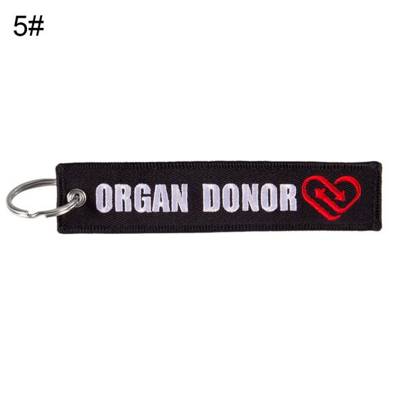 Letters Print Embroidery Keychain Key Ring Holder Car Bag Pendant Decor