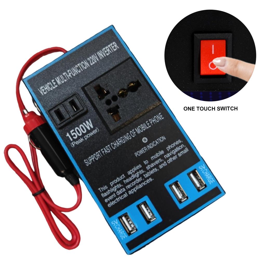 1500W Car Power Inverter with 4 USB Port DC12V 24V To AC220V PowerInverters for Vehicle Converter Fast Charging
