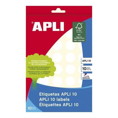Gomets - APLI - Белые круги 19мм - Самоклеящийся полипропилен - 400 штук - Универсальные