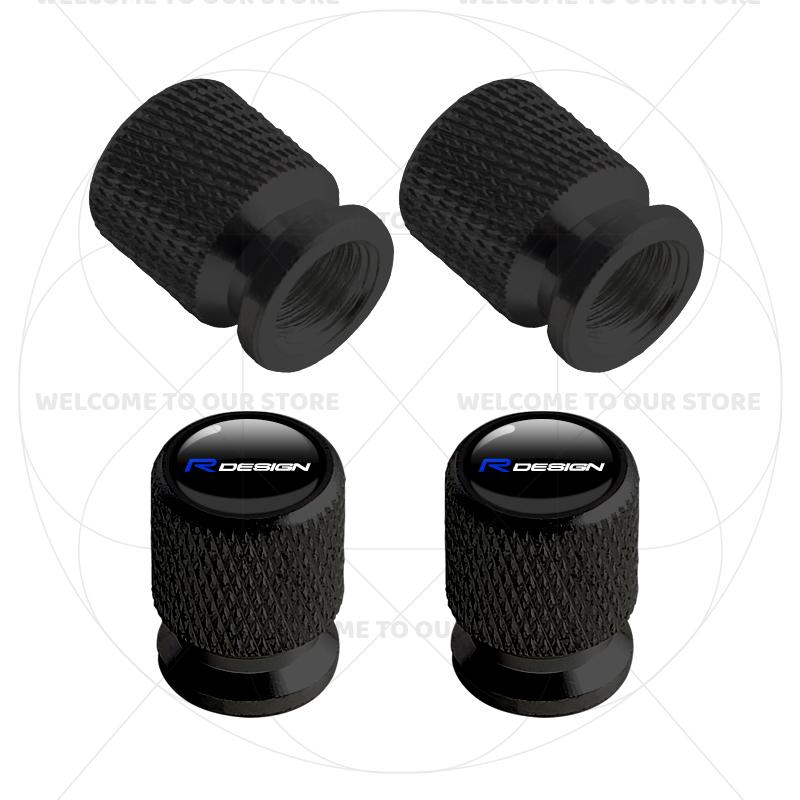 For Volvo R Design Emblem S90 V90 XC60 T8 V70 S60 V60 EX30 Moose 4Pcs Aluminum Car Tire Valve Caps Wheel Stem Air Dust Covers