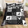 Camo Deer Duvet Cover Set Antlers Arrow Pattern Bedding Set Stripes Gird Camouflage Comforter Cover Microfiber King Quilt Cover