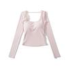 Женский топ Pure Desire с кружевной отделкой, длинным рукавом, приталенный, с чашечками - Идеально для весны и осени