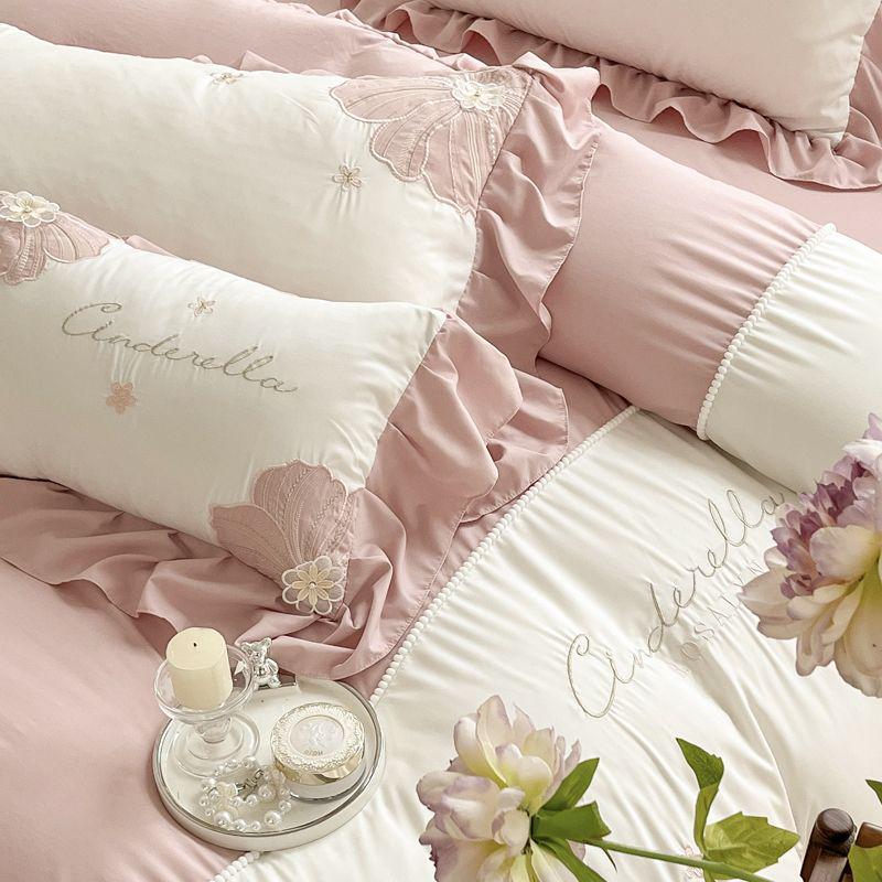 G5Z Корейский набор постельного белья "Принцесса и Подсолнух" - Большой пододеяльник и простыня на резинке, Девичий комплект из четырех предметов