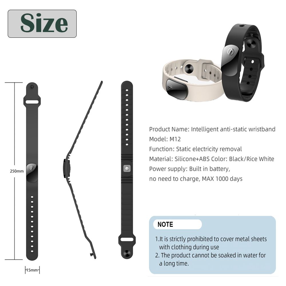 Силиконовый антистатический браслет M12-SE Сниматель статического электричества Статический элиминатор человеческого тела