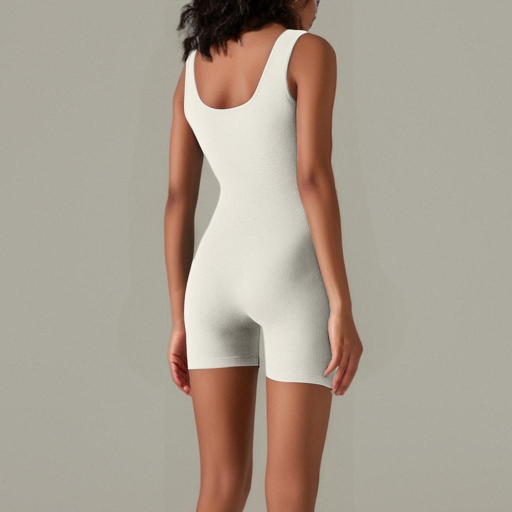 Женский комбинезон без рукавов с квадратным вырезом и подъемом бедер, облегающий сексуальный комбинезон с шортами