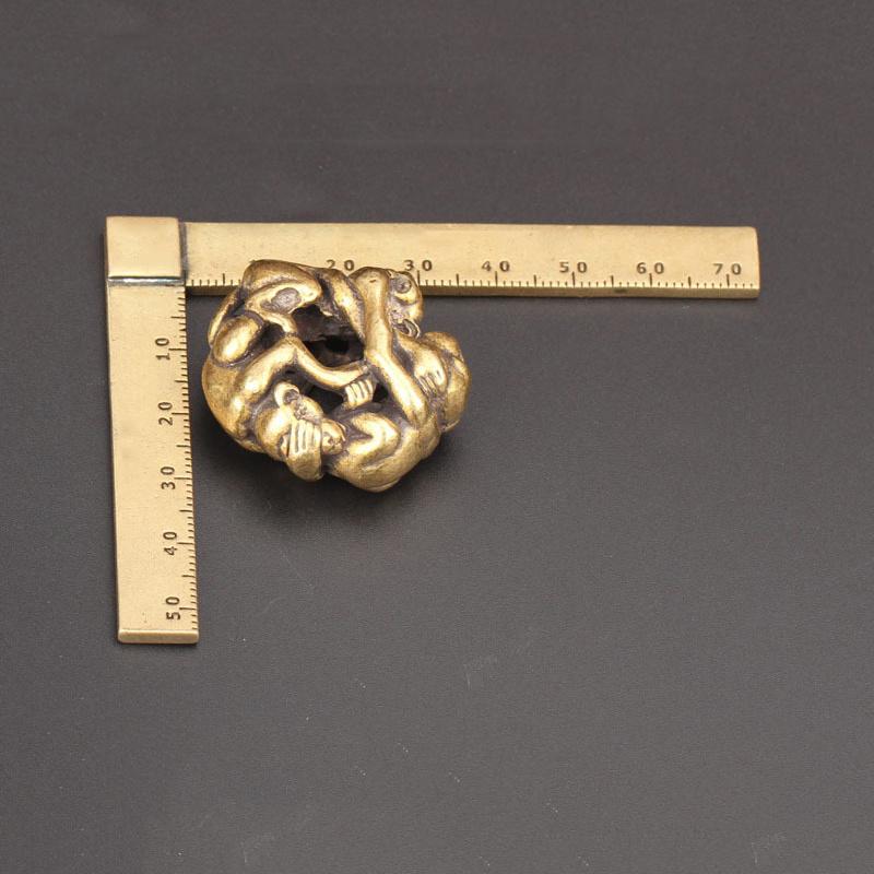 Винтажные латунные забавные статуэтки трех обезьян: ничего не вижу, ничего не слышу, ничего не говорю. Украшения для рабочего стола, подвески для ключей, аксессуары