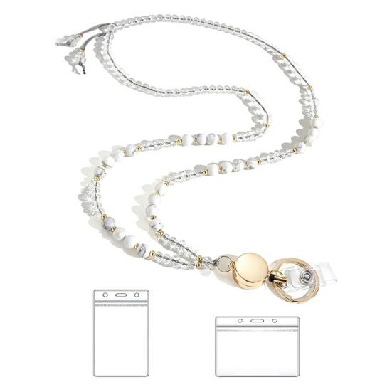 Натуральный камень искусственный кристалл держатель для карт регулируемый шнурок для удостоверения личности женский держатель для бейджа ручной работы из бисера шнурок