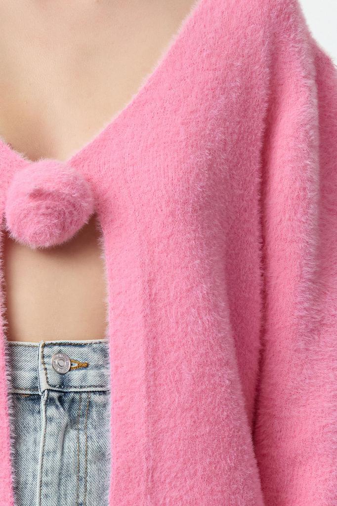 Женский модный стильный кардиган с розовым трикотажным кардиганом с перьями розы