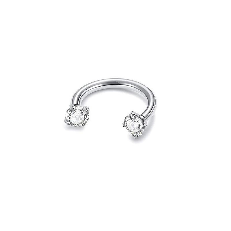 U-образный кольцо-пирсинг для носа из нержавеющей стали с двойным цирконием