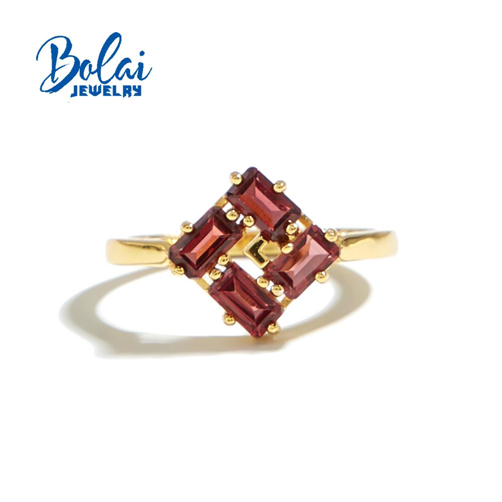 Женское кольцо из стерлингового серебра 925 пробы с натуральным красным гранатом окт3*5 мм, драгоценный камень, изысканные украшения для девочек, хороший подарок на день рождения Bolai