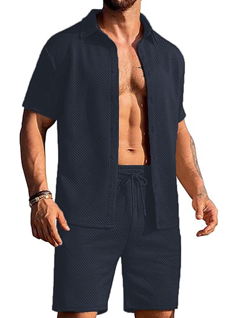 Вязаный летний пляжный комплект из топа на пуговицах и шорт с карманами, 2025