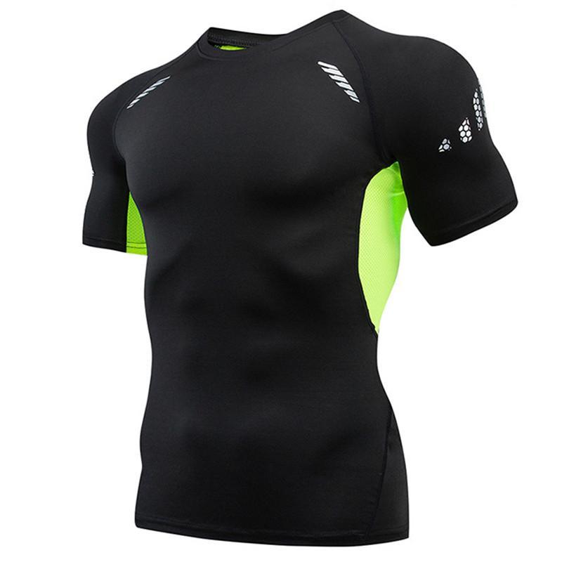 Мужские черные футболки с короткими рукавами, базовый слой, спортивные обтягивающие футболки для бега, езды на велосипеде, облегающие шорты для фитнеса, тренировок на открытом воздухе, верхняя спортивная одежда