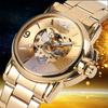 WINNER New Women Luxury Top Brand Automatic Mechanical Watch Golden Skeleton Love Stainless Steel Fashion Ladies Wrist Watch