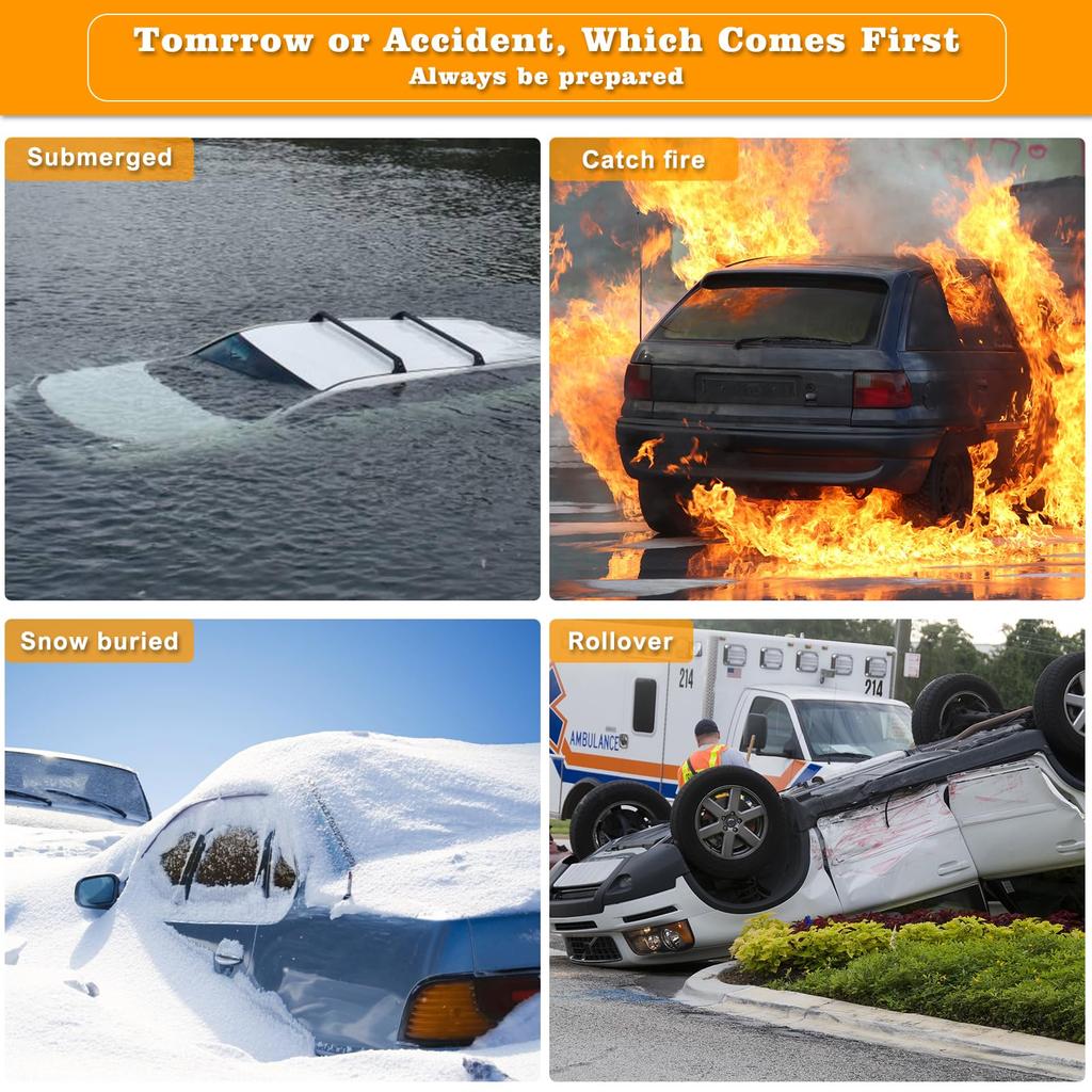 THINKWORK Car Window Breaker, Glass Breaker, Window Glass Breaker Seat Belt Cutter, 2 In