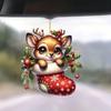 Christmas Deer Car Pendant With Acrylic Material And Cartoon Style For Festive Vehicle Decor