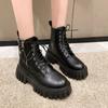 2024 New Casual Lace-up Womens Short Boots Brand Design Thick Sole Ankle Boots Daily Versatile Zipper Punk Style Botas De Mujer
