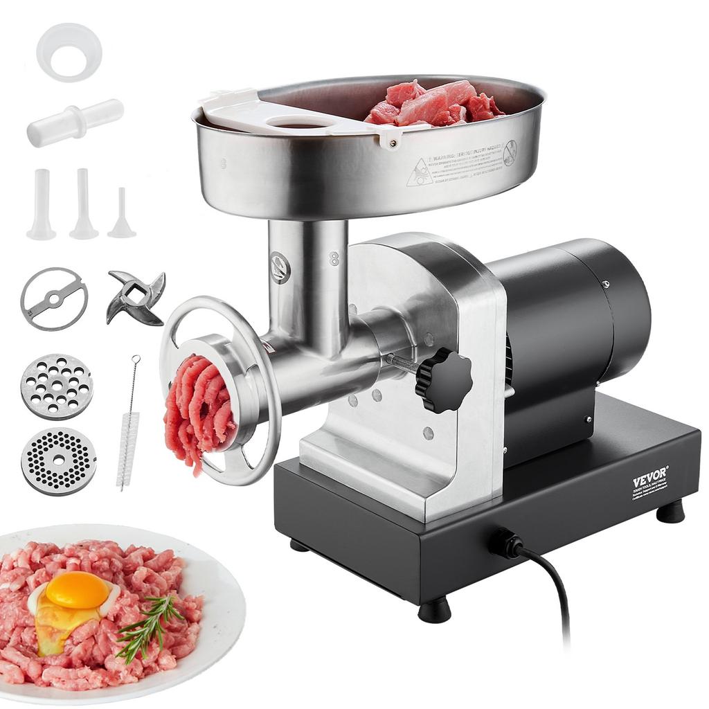 VEVOR Meat Grinder, 6 Lbs/Min Capacity Electric Meat Grinders with Blade, Grinding Plate, Sausage Maker