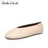 Кожаные балетки Женские простые и удобные туфли на плоской подошве с круглым носком