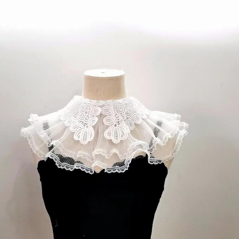 Elegant Tiered Lace Blouse Collar Multi Functional Mesh Doll Collar Shawl Cape Fairy Hollow Collar Versatile Fake Collar