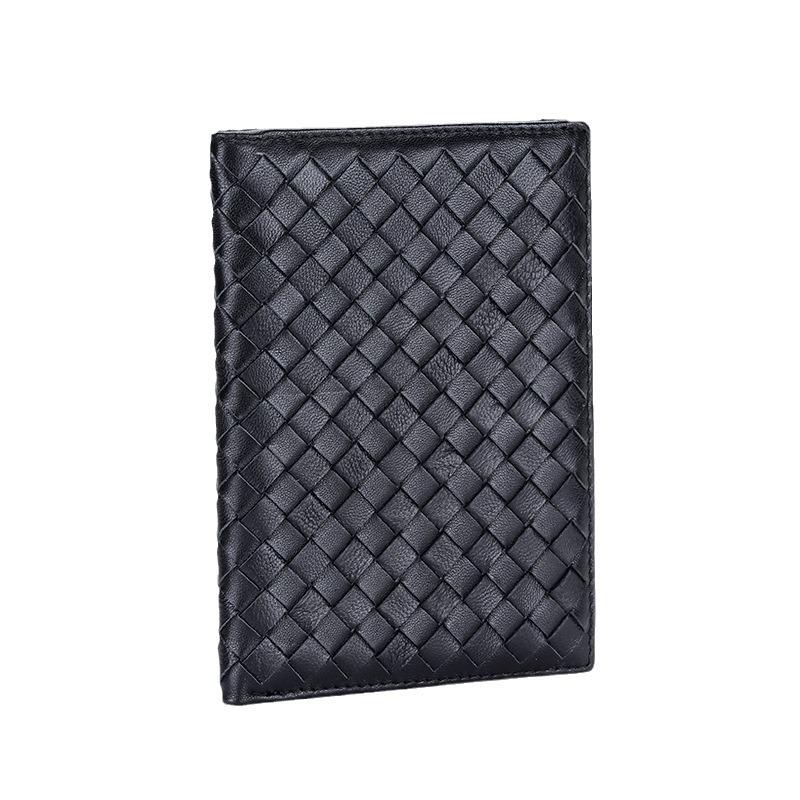 Sheepskin Woven Passport Holder: Women's Genuine Leather Multi-Card Slot Vertical Wallet