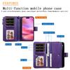 KT Multi-Functional Series-4 for iPhone 16 Case Detachable PU Leather Zipper Flip Wallet Phone Cover - Purple