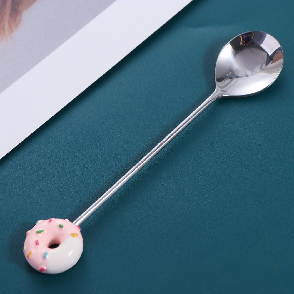 Adorable Coffee Spoons Stainless Steel Salad Mixing Spoon Cute Donut Spoon Dessert Stirring