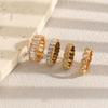 European and American Fashion High-end Sense Hand Decoration Stainless Steel Plated 18K Gold Love Square White Zircon Ring
