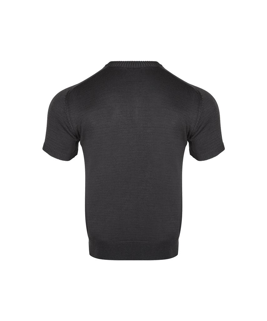 NINEZ Henley Neck Short Sleeve Muscle Knit (Charcoal)