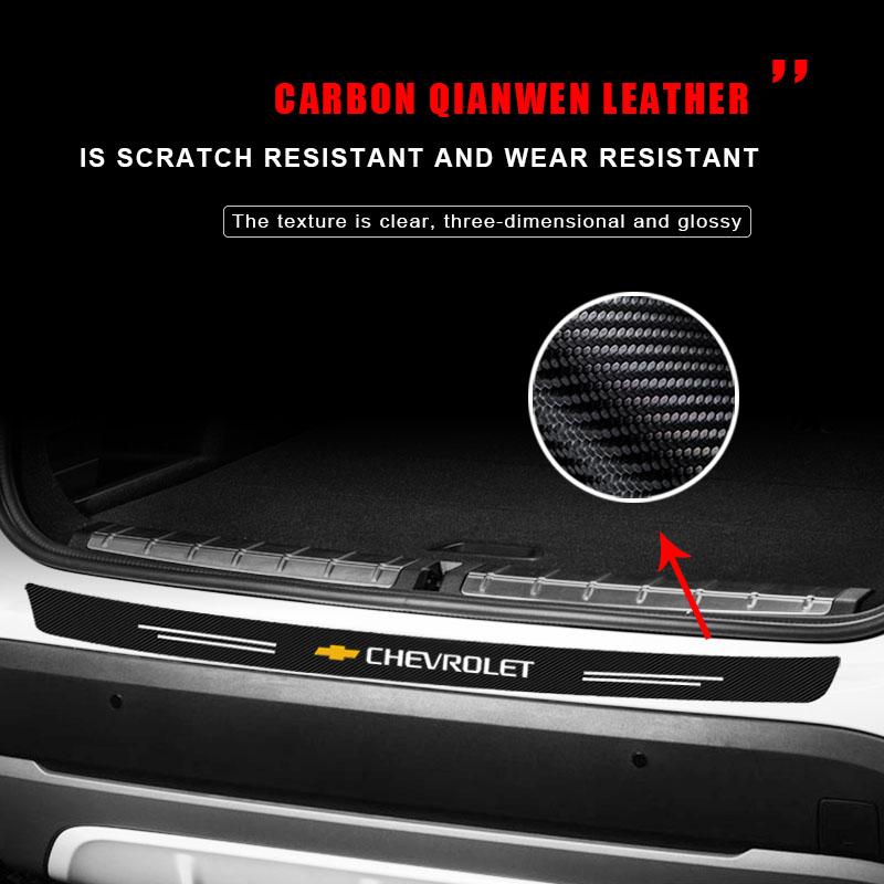 3D Carbon Fiber Rear Bumper Guard - Waterproof Anti-Scratch Trunk Protector Sticker Fit Chevrolet Silverado Impala Malibu Cruze